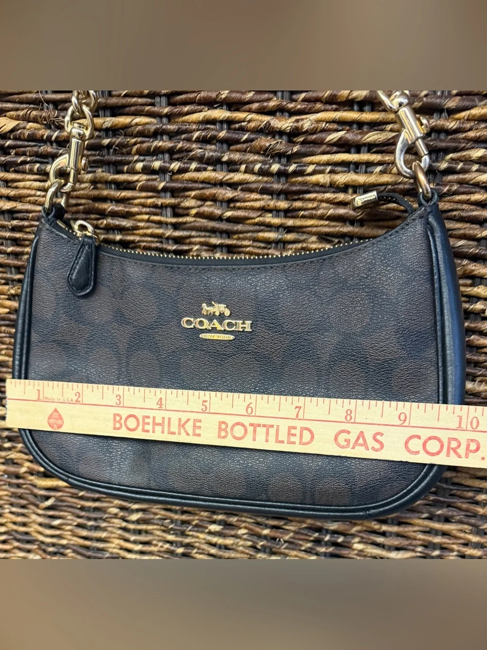 Coach-Teri Bag,Brown Signature Shoulder Bag w/Gold Hardware and matching wallet